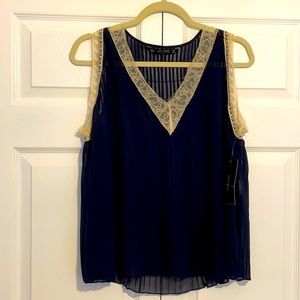 Zara navy blue sheer top